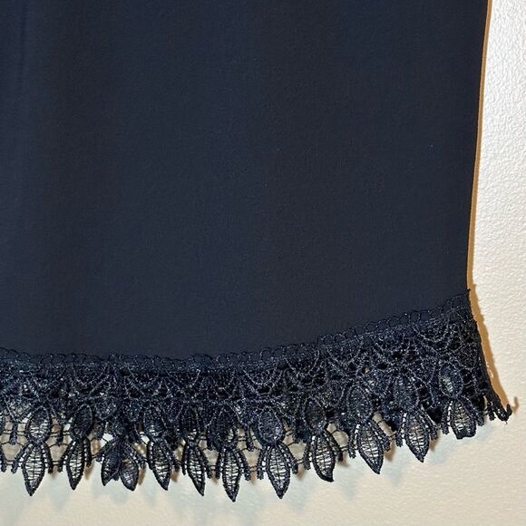 Black Dressy Tank with Embroidered Lace Hem Sz M - Picture 3 of 4